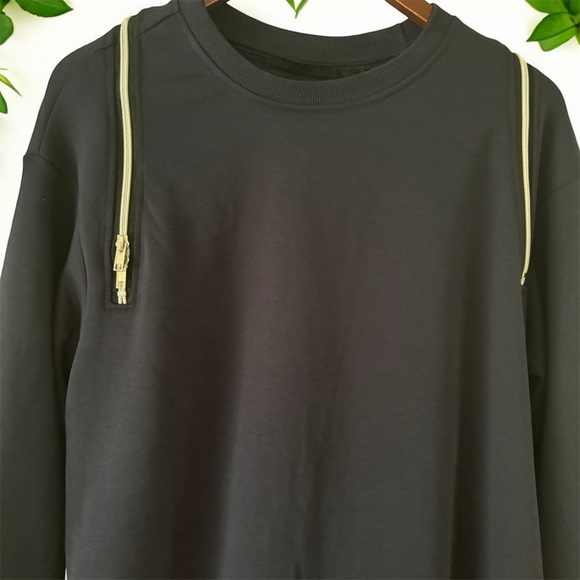 Navy Sweatshirt Dress with adjustable zippers NWOT - Picture 4 of 4